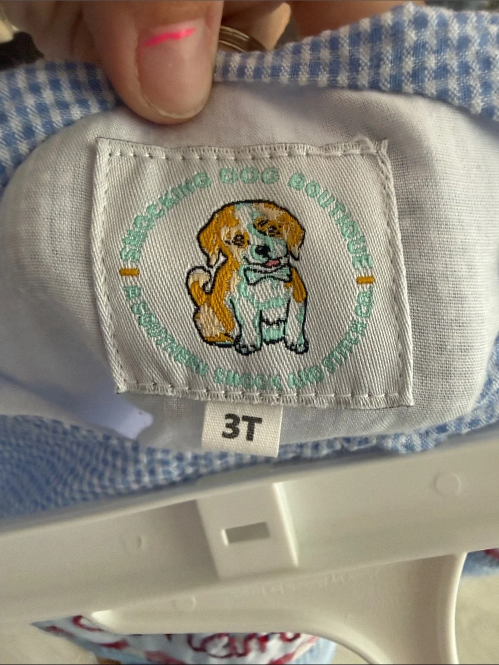 Personalized Blue Seersucker Baby Bubble - Chandler Embroidery